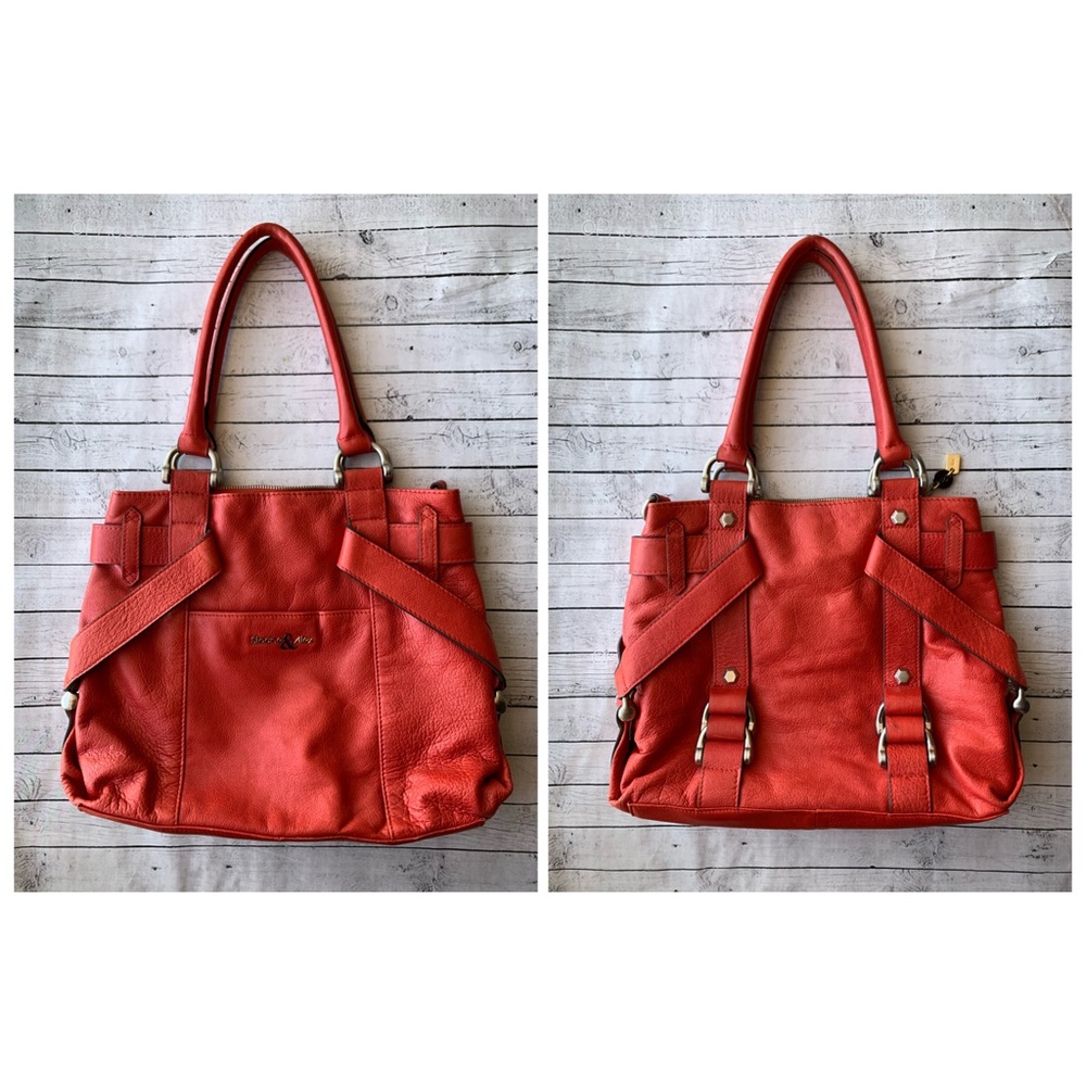 Sloane & Alex Bag Ruby Red Leather Tote Handbag
